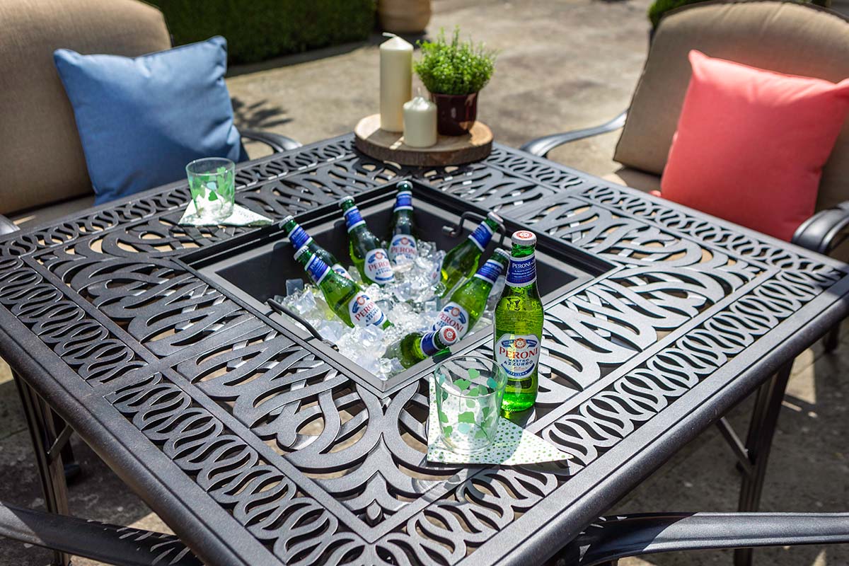 Amalfi 4 Seat Square Fire Pit Lounge Set