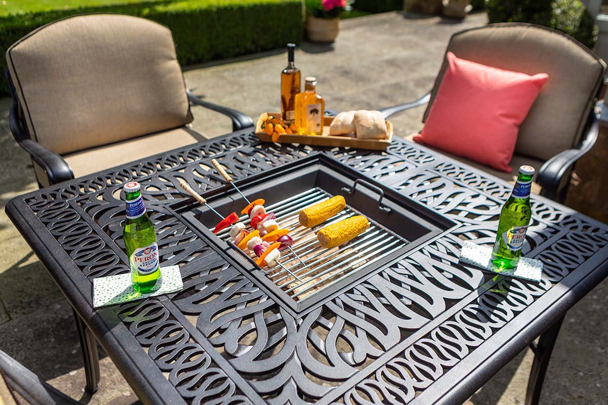 Amalfi 4 Seat Square Fire Pit Lounge Set