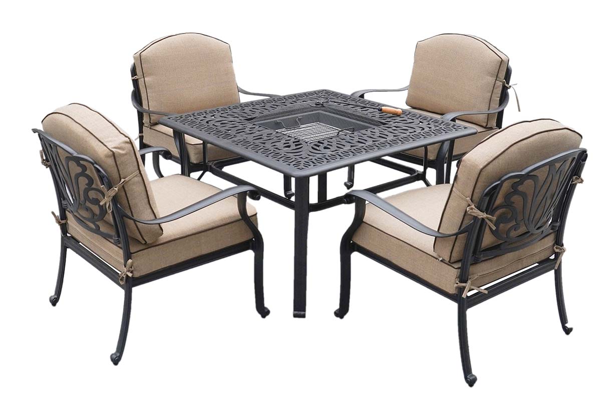 Amalfi 4 Seat Square Fire Pit Lounge Set