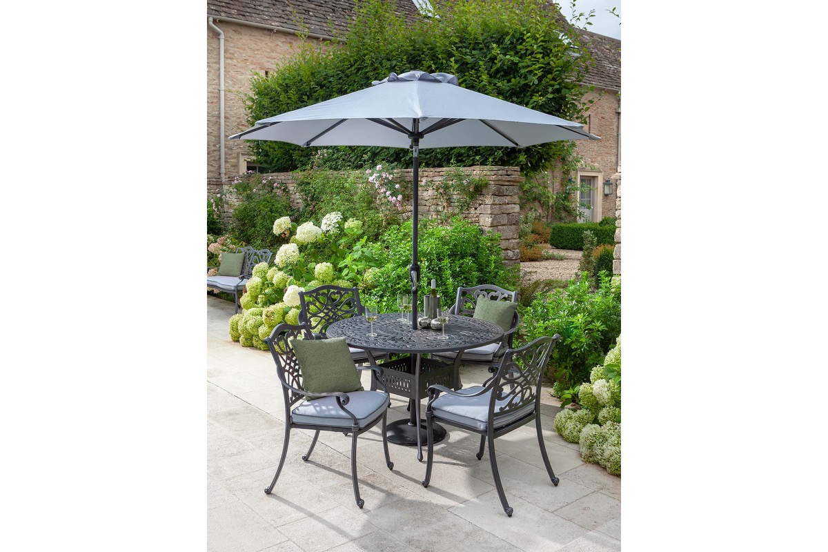 Capri 4 Seat Round Dining Set Capri Cast Aluminium Garden Furniture