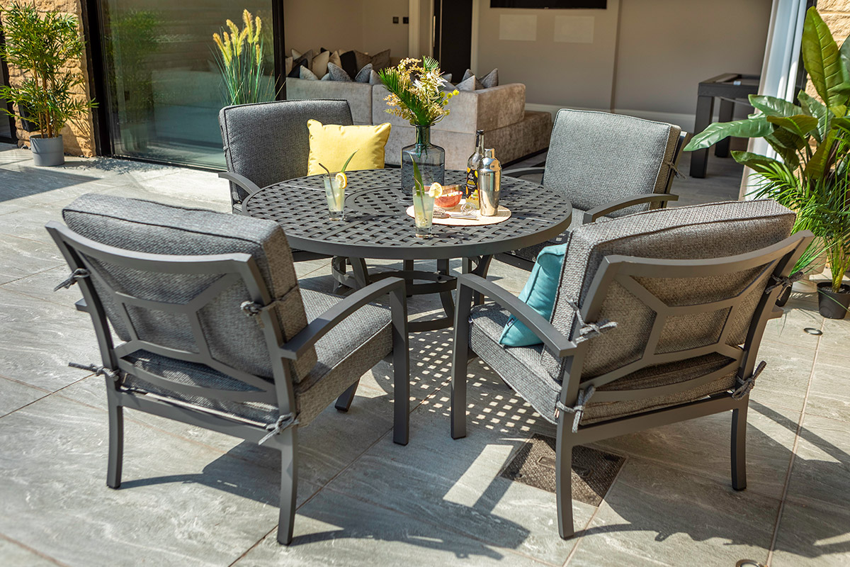 Rosario 4 Seat Round Lounge Fire Pit Set