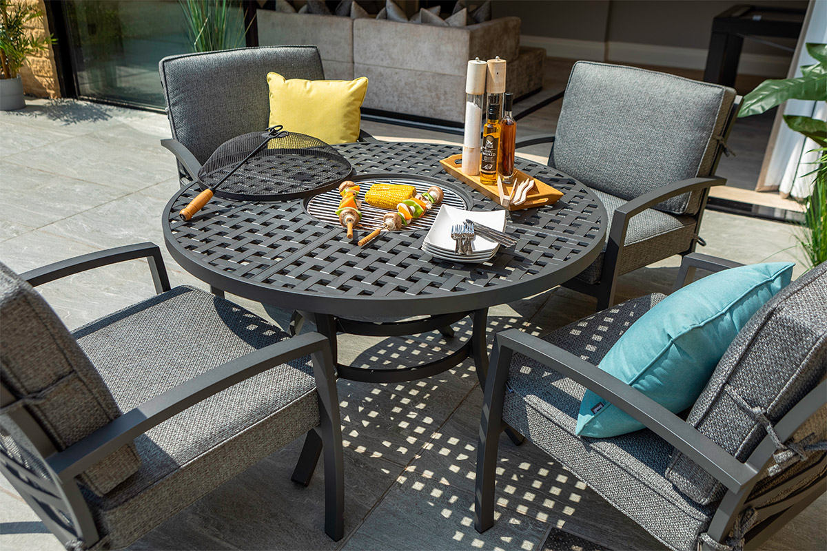 Rosario 4 Seat Round Lounge Fire Pit Set