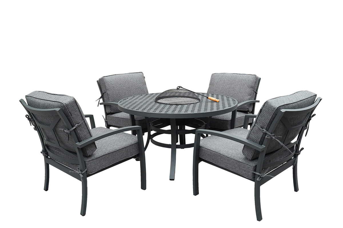 Rosario 4 Seat Round Lounge Fire Pit Set
