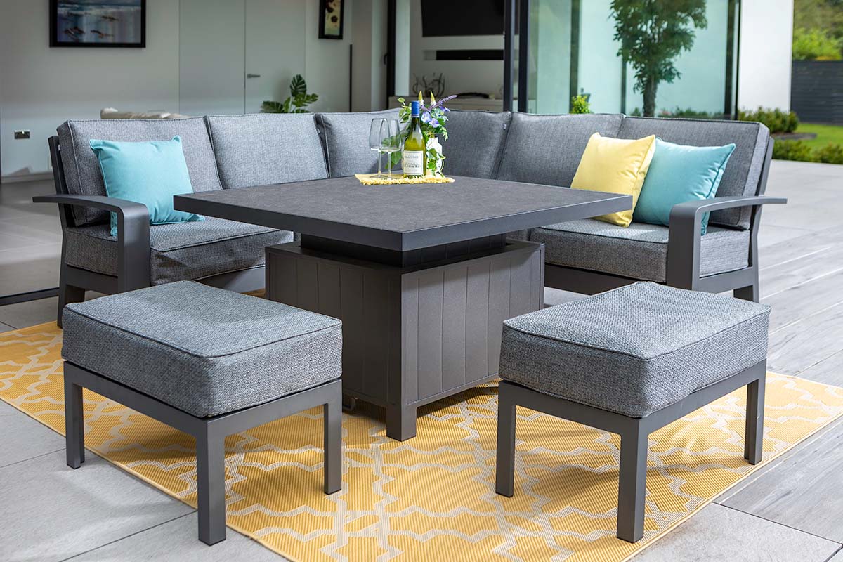 Aurora Square Casual Dining Set with Adjustable Table and Benches