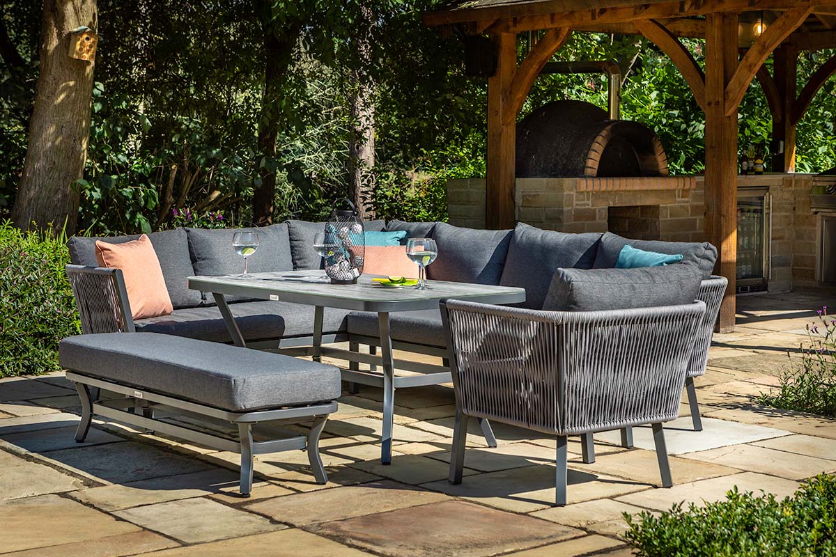 Dubai Rectangular Casual Dining Set with 2 Seat Bench