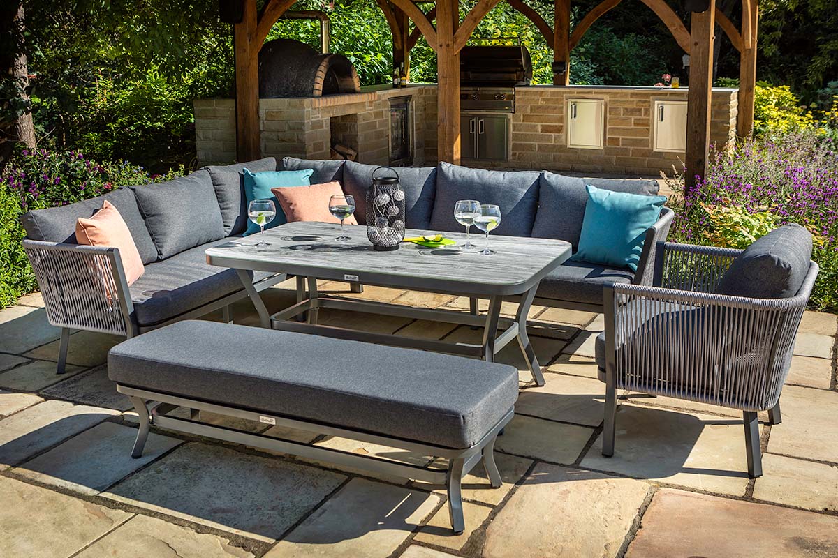 Dubai Rectangular Casual Dining Set with 2 Seat Bench