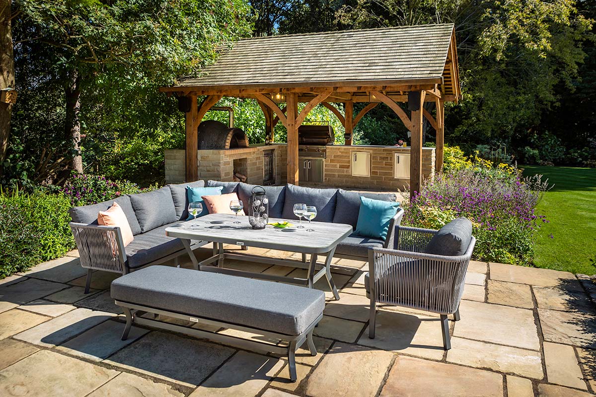Dubai Rectangular Casual Dining Set with 2 Seat Bench