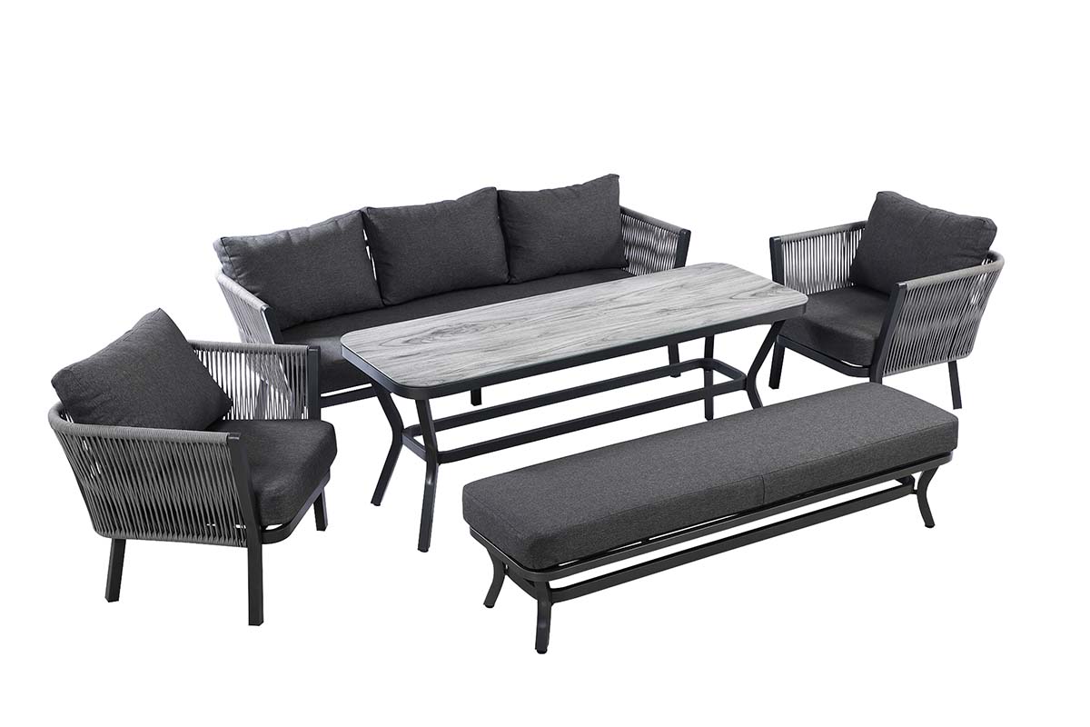 Dubai 3 Seat Casual Lounge Set with 3 Seat Bench