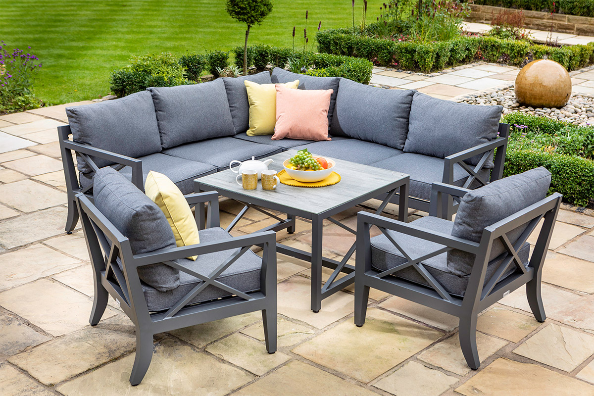 Sorrento Square Casual Dining Set with Lounge Chairs