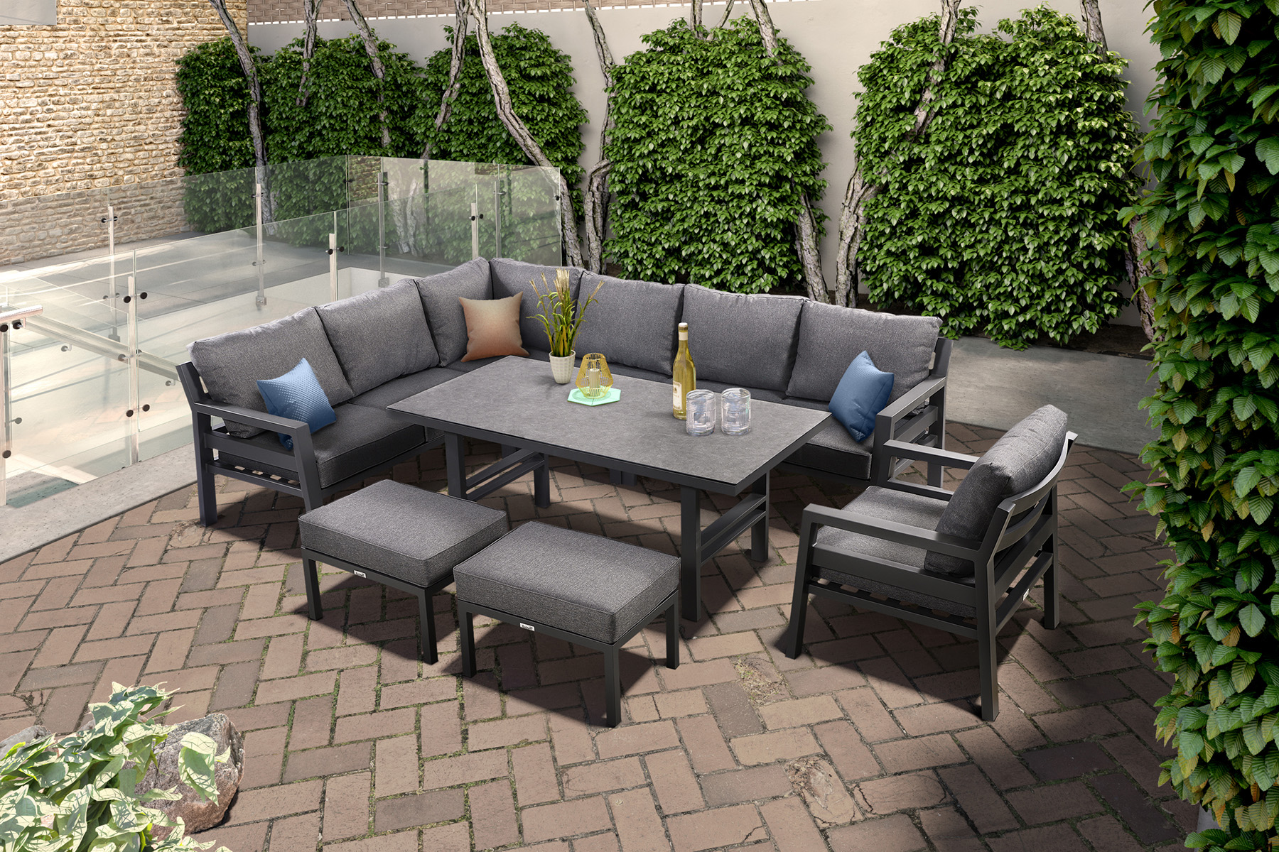 Somerton Rectangular Casual Dining Set Somerton Aluminium Garden Furniture