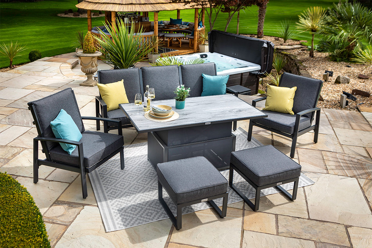 Vienna 3 Seat Lounge Set with Gas Pump Adjustable Table  