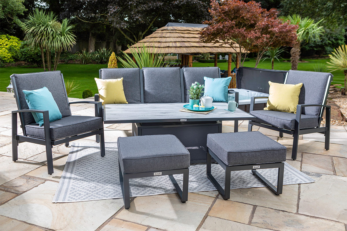 Vienna 3 Seat Lounge Set with Gas Pump Adjustable Table  