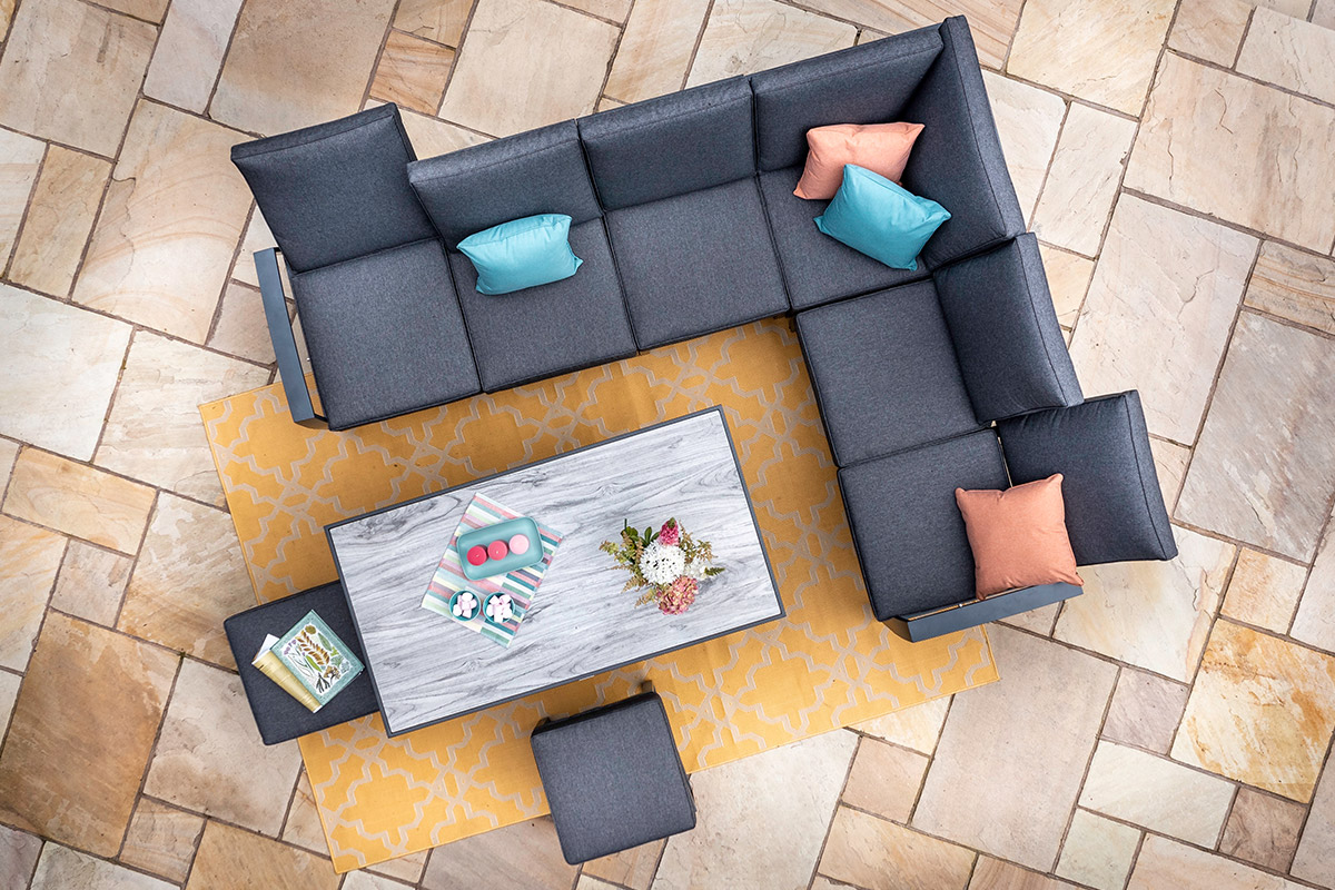 Vienna Reclining Rectangular Casual Dining Set with Gas Pump Adjustable Table  