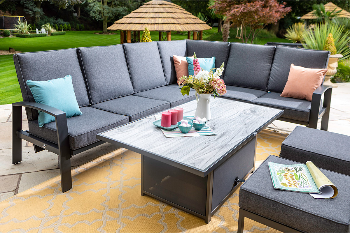 Vienna Reclining Rectangular Casual Dining Set with Gas Pump Adjustable Table  