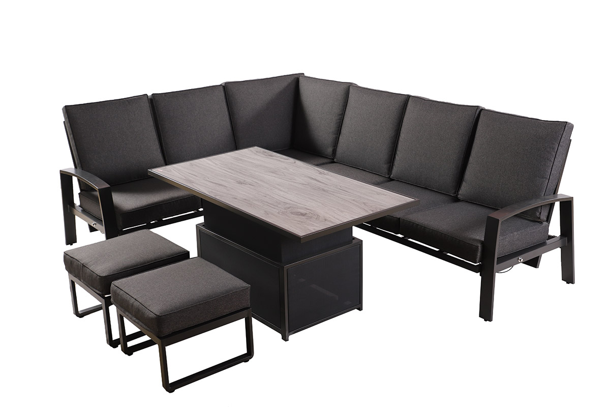 Vienna Reclining Rectangular Casual Dining Set with Gas Pump Adjustable Table  