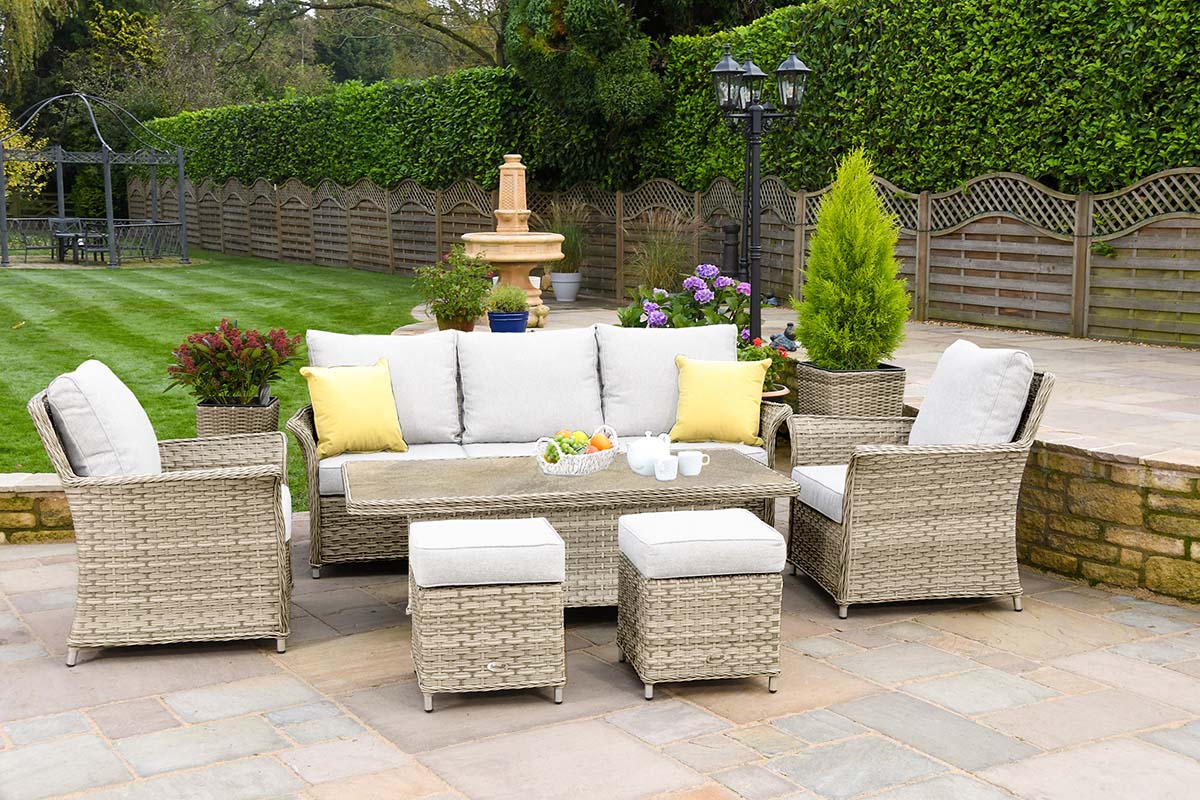 Heritage 3 Seat Casual Lounge Set with Adjustable Table 
