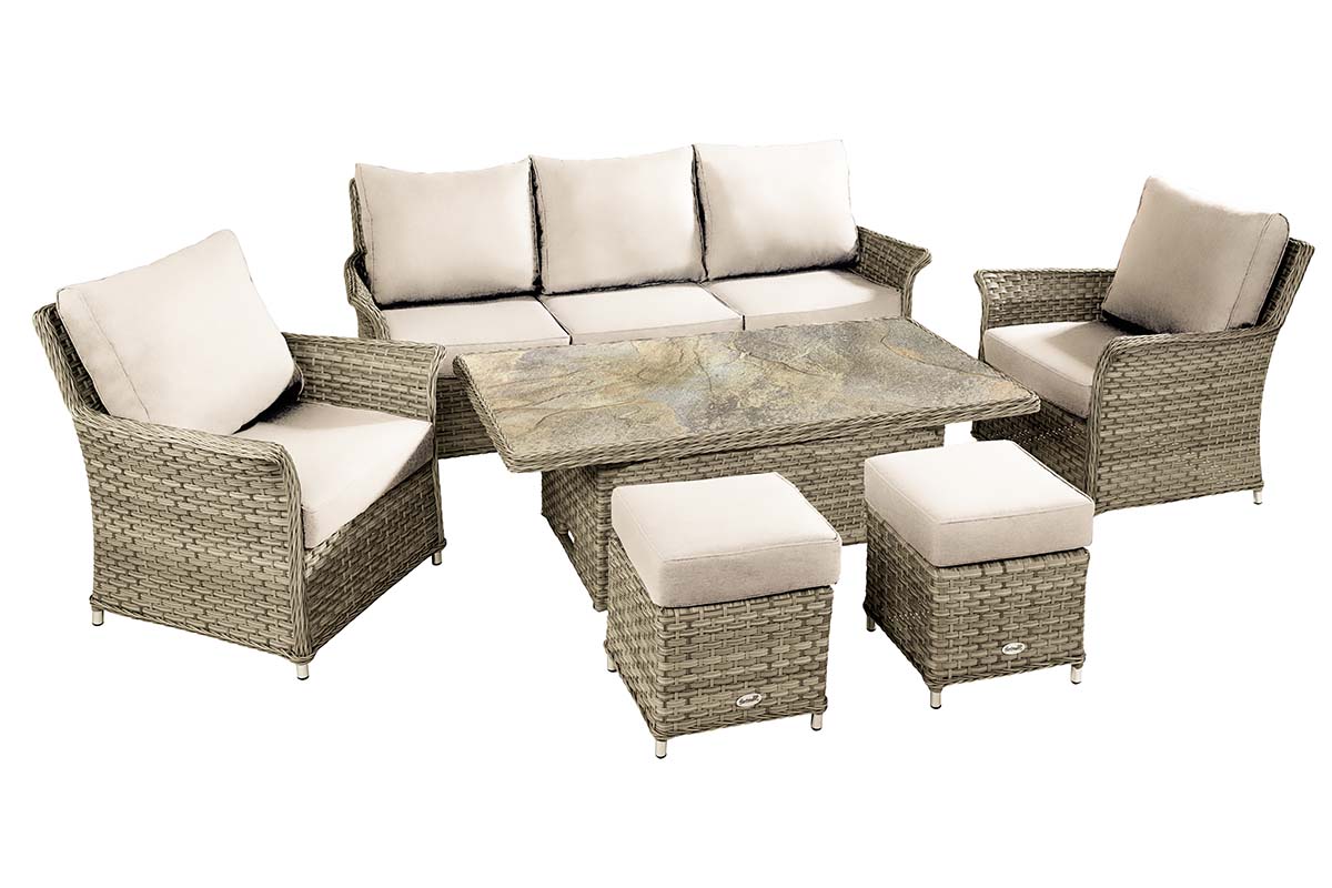 Heritage 3 Seat Casual Lounge Set with Adjustable Table 