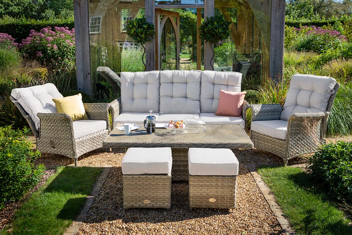 Heritage 3 Seat Reclining Lounge Set with Gas Pump Adjustable Table