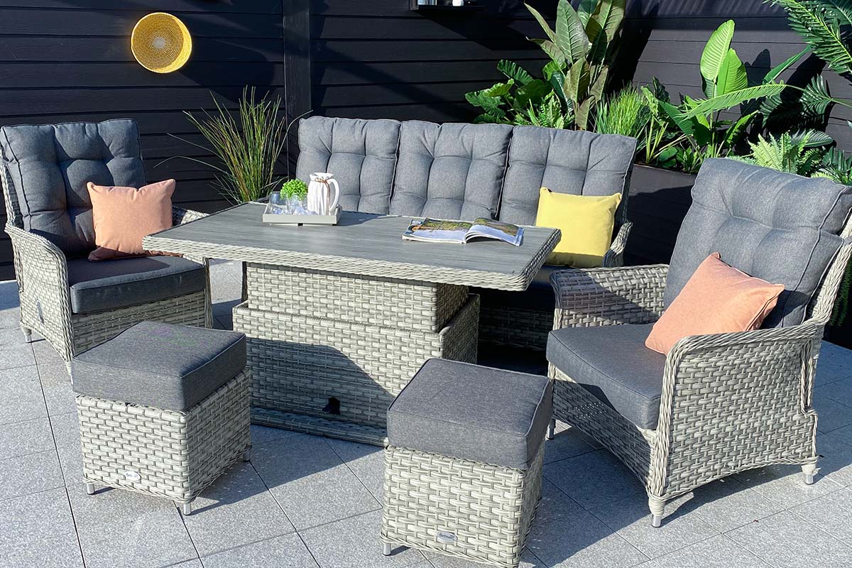 Heritage 3 Seat Reclining Lounge Set with Gas Pump Adjustable Table