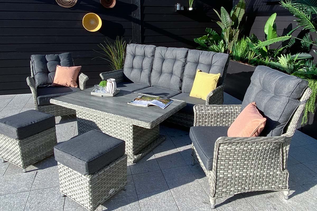 Heritage 3 Seat Reclining Lounge Set with Gas Pump Adjustable Table