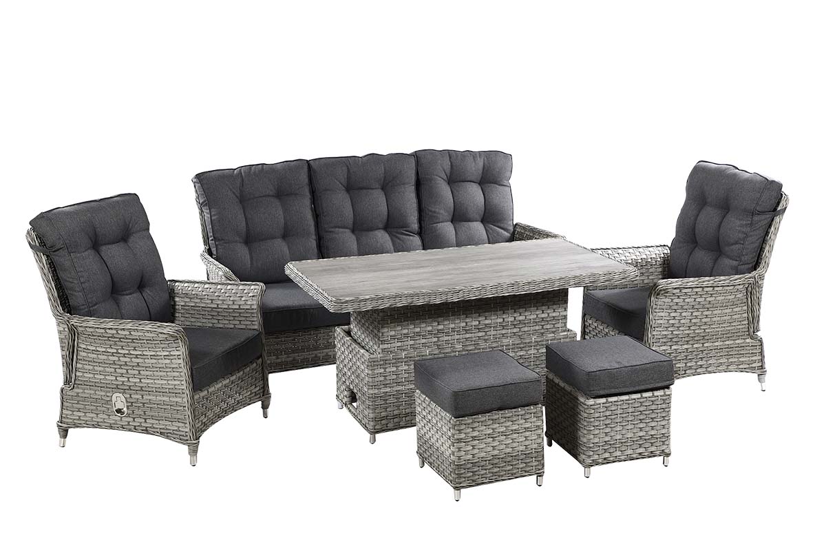 Heritage 3 Seat Reclining Lounge Set with Gas Pump Adjustable Table