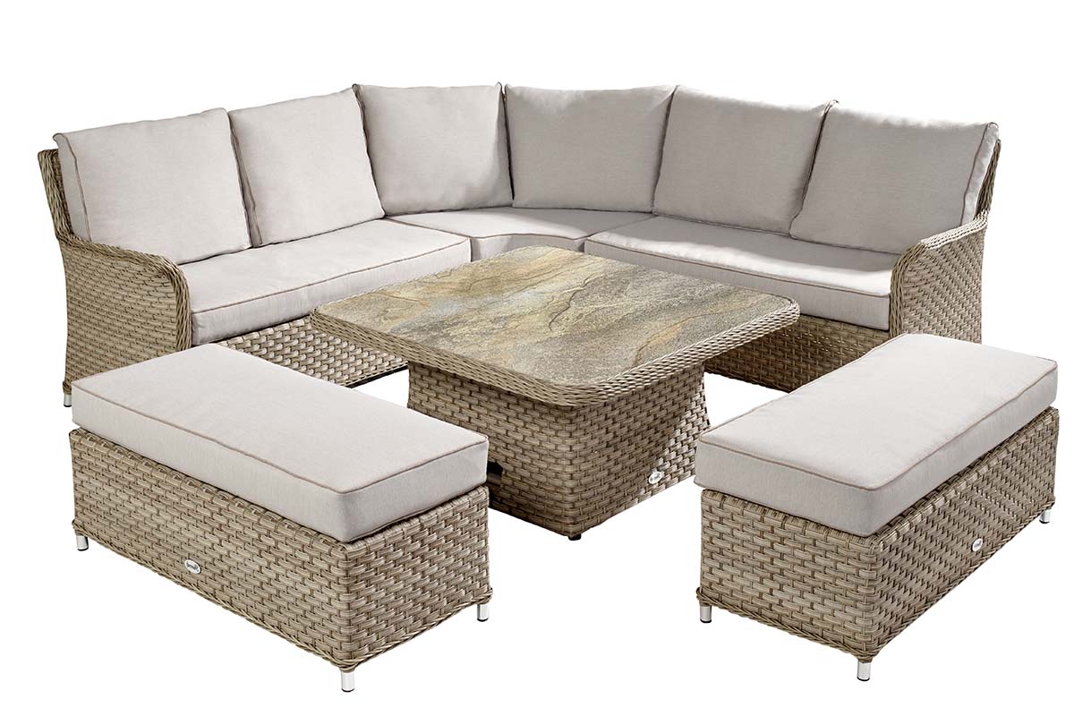 Heritage Grand Square Casual Dining Set with Adjustable Table 