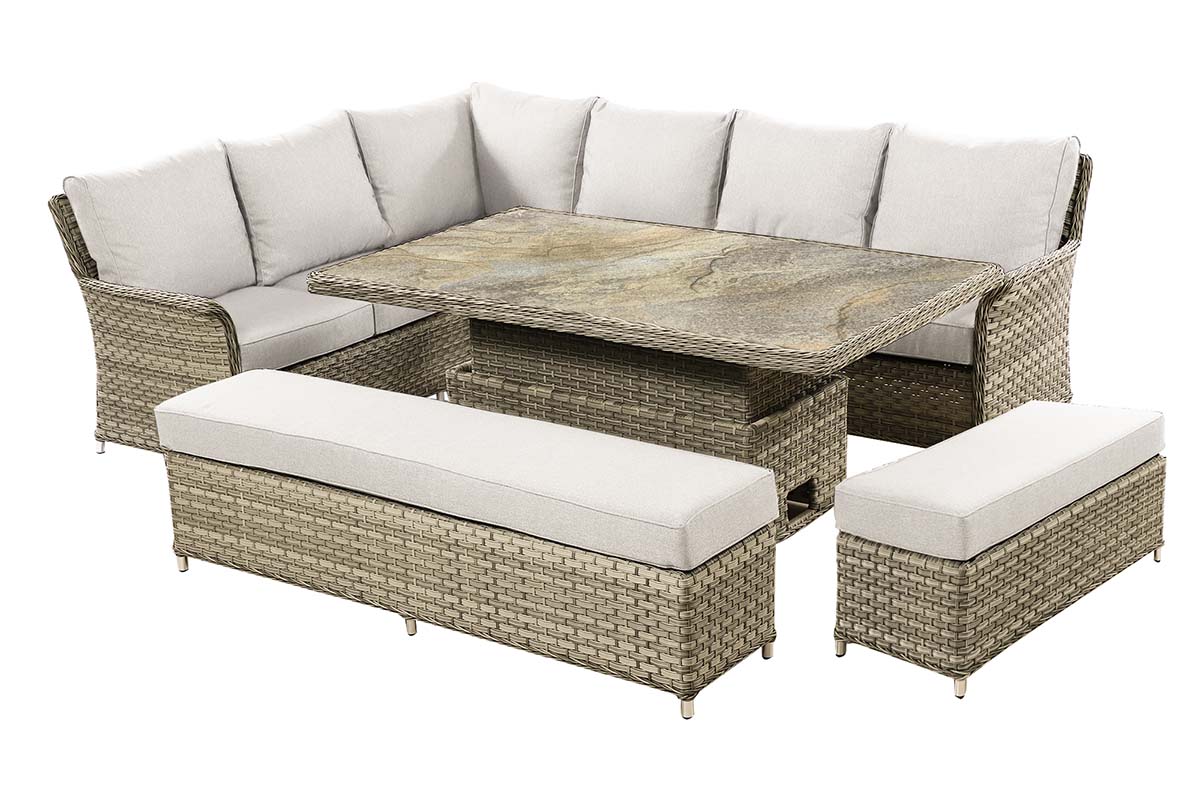 Heritage Grand Rectangular Casual Dining Set with Adjustable Table