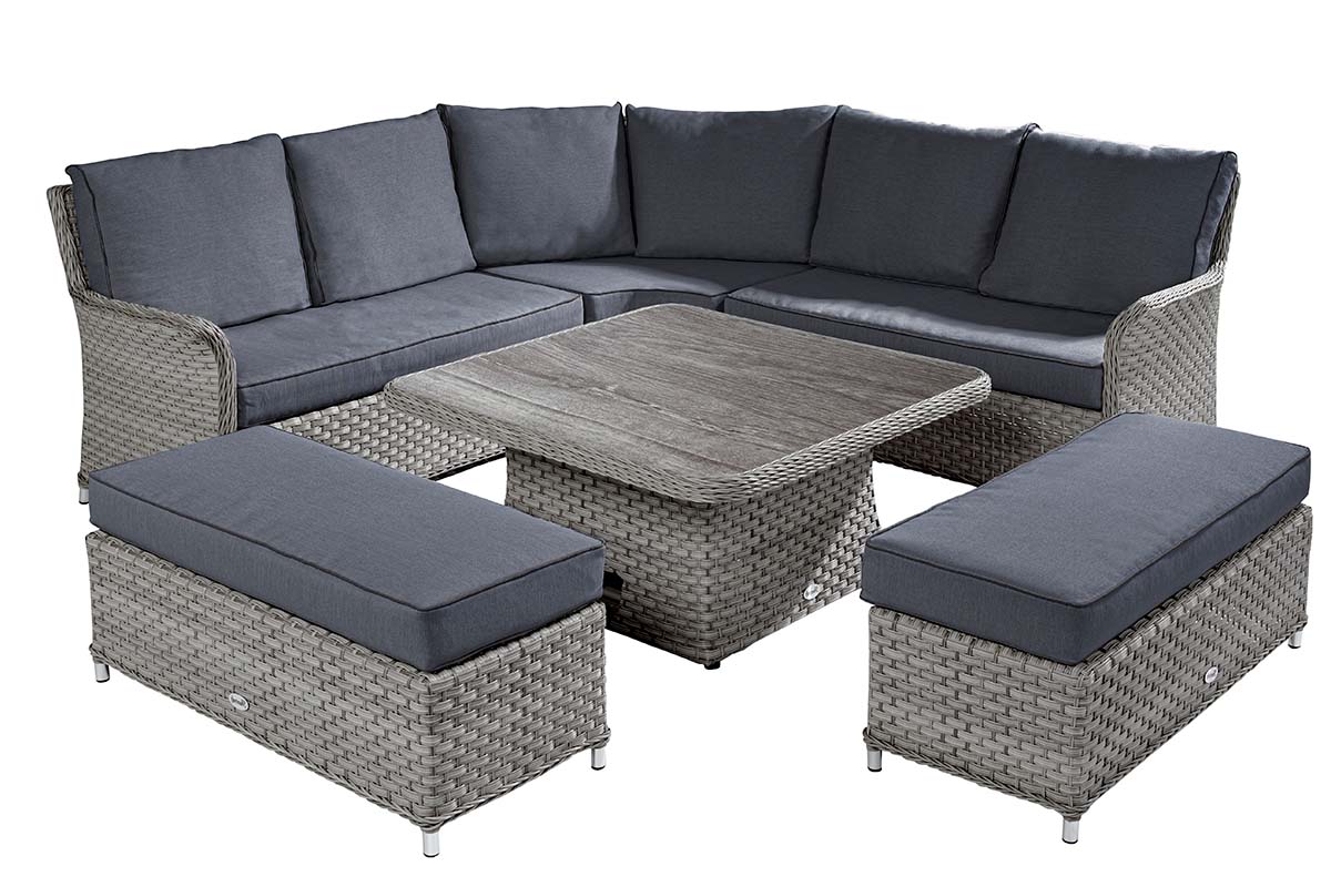Heritage Grand Square Casual Dining Set with Adjustable Table 