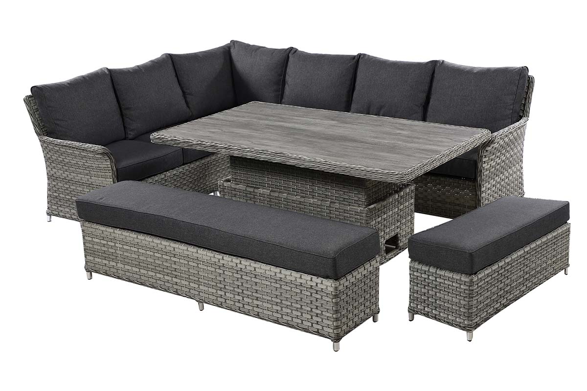 Heritage Grand Rectangular Casual Dining Set with Adjustable Table