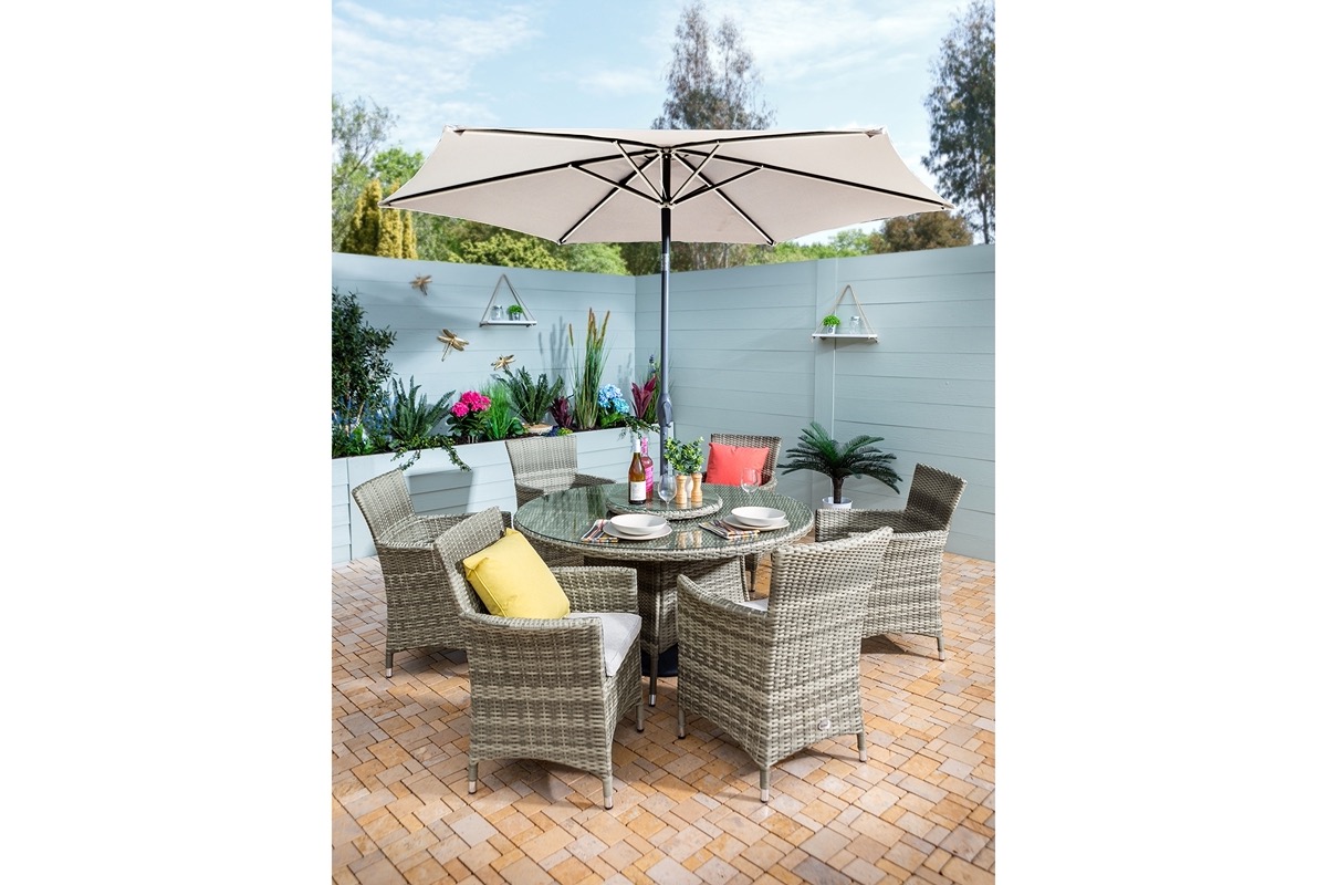Westbury 6 Seat Round Dining Set with Lazy Susan 
