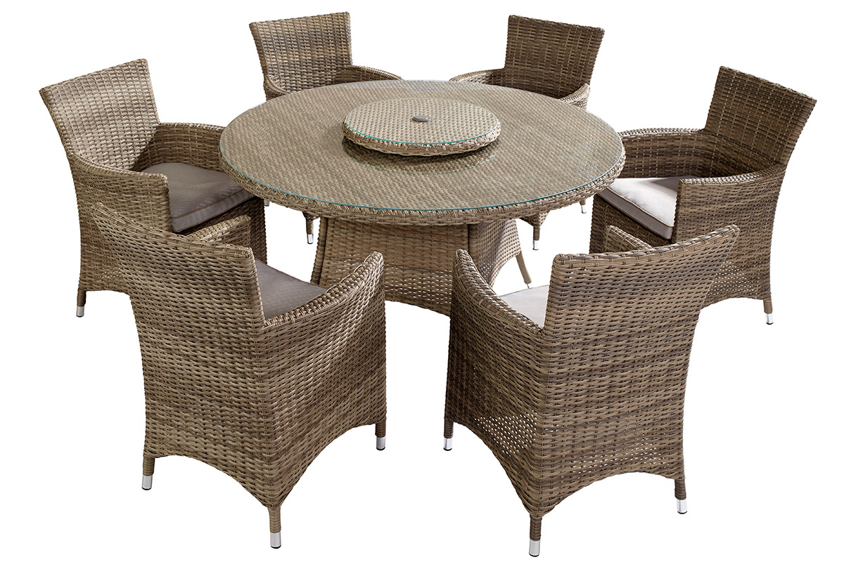 Westbury 6 Seat Round Dining Set with Lazy Susan 