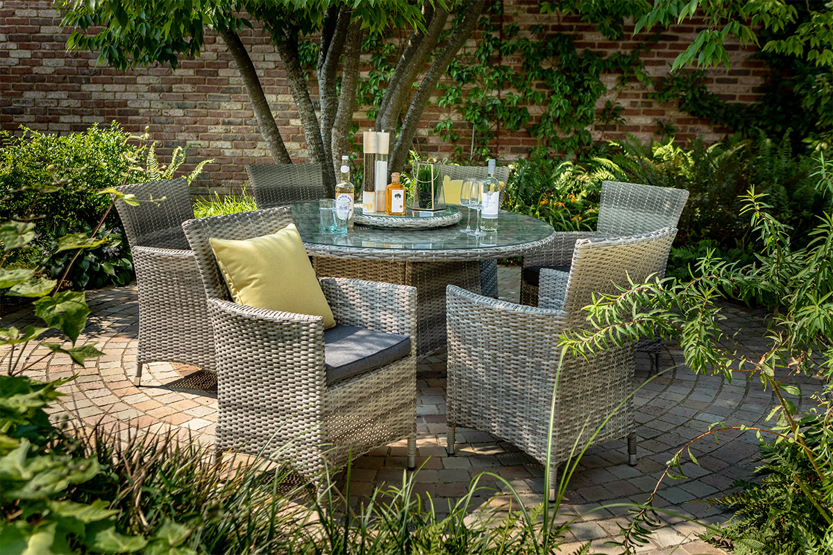 Westbury 6 Seat Round Dining Set with Lazy Susan 