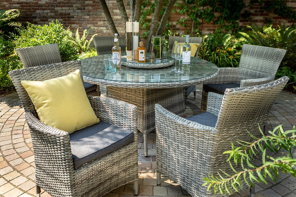 Westbury 6 Seat Round Dining Set with Lazy Susan 
