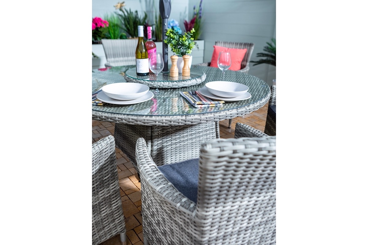 Westbury 6 Seat Round Dining Set with Lazy Susan 