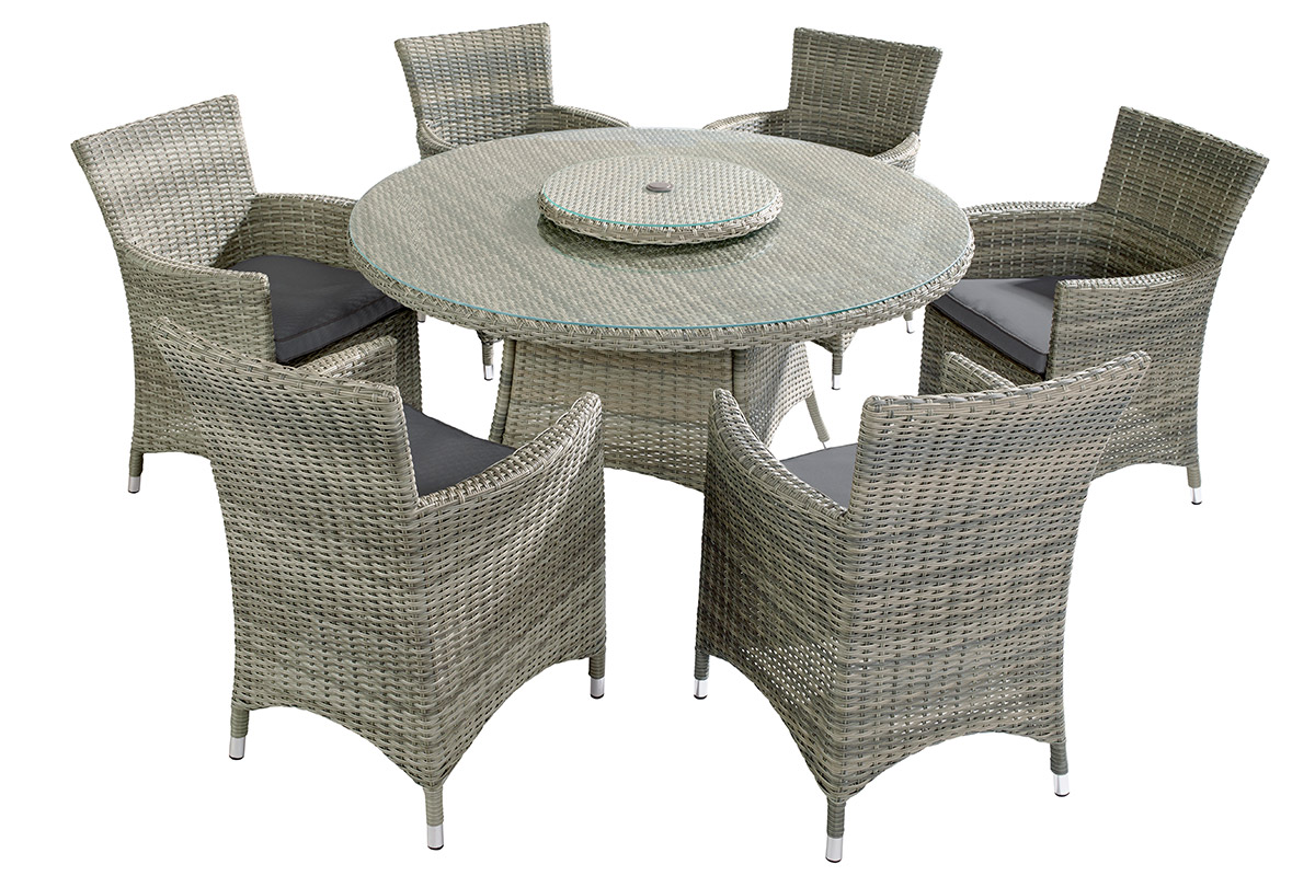 Westbury 6 Seat Round Dining Set with Lazy Susan 