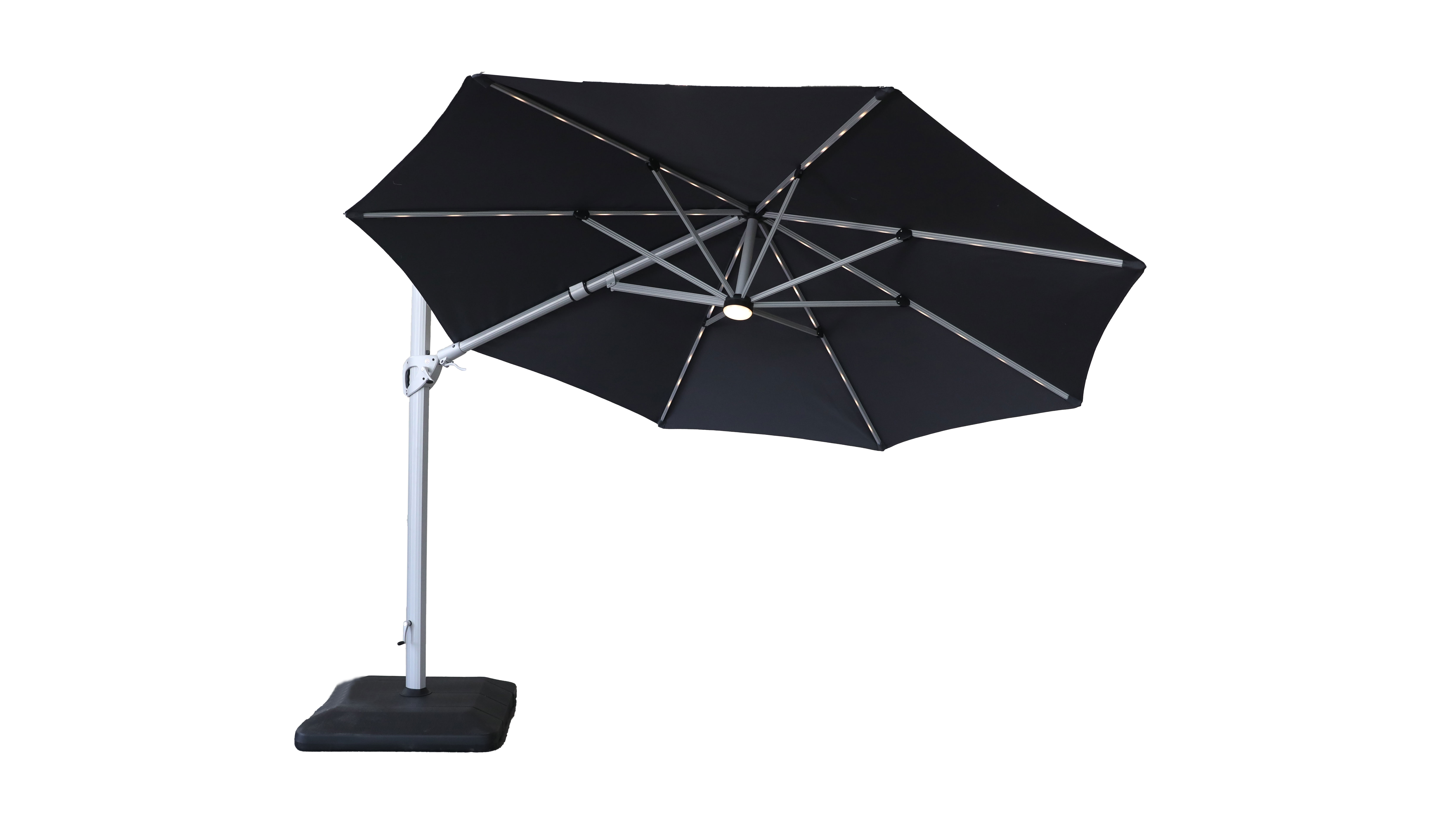 3.5m Round Caribbean Round Cantilever Parasol with Lights and Base